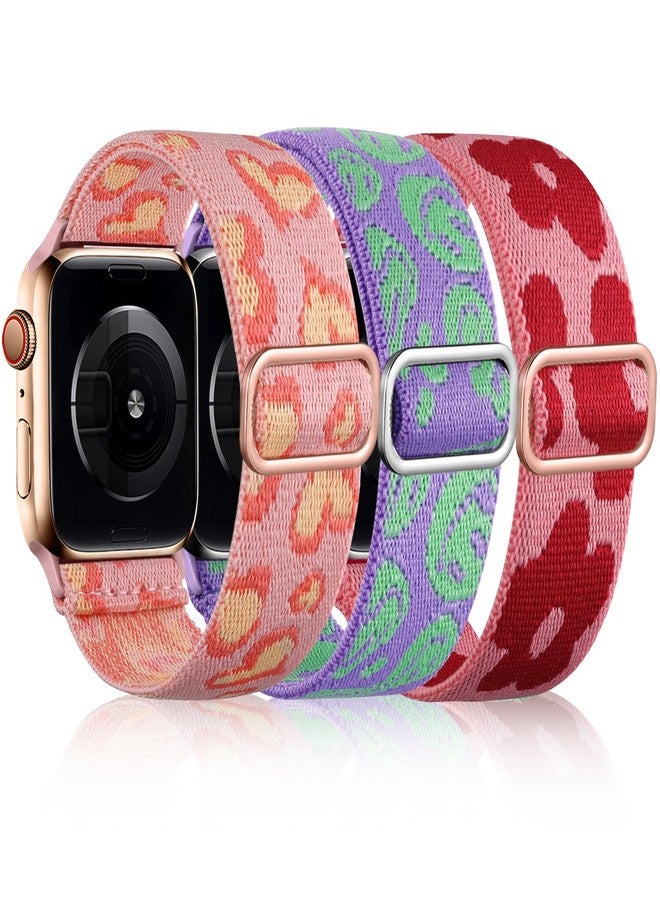 داجين مجموعة DaQin من 3 أحزمة مطاطية مرنة أحادية الحلقة متوافقة مع ساعات Apple Watch النسائية، مقاسات 42 مم، 41 مم، 40 مم، 38 مم، حزام مطاطي ناعم مضفر من النايلون لساعات iWatch من السلسلة 11، 10، 9، 8، 7، 6، 5، 4، 3، SE، Ultra 3، Ultra 2، Ultra - Image 1