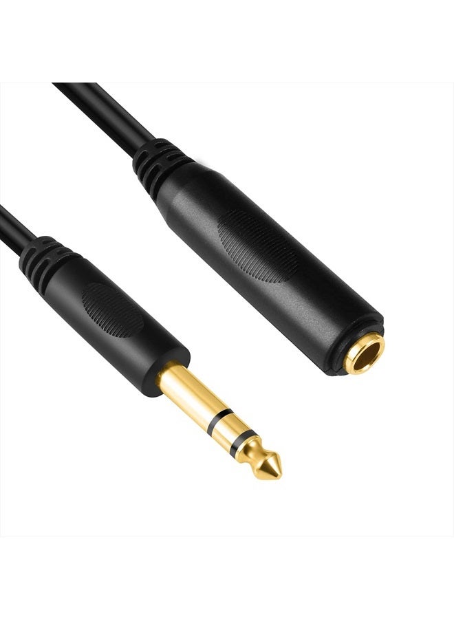 Devinal 6.35mm 1/4" inch Stereo Plug Male to 1/4 Female Stereo Headphone Guitar Extension Cable Cord, Gold Plated Audio Cable Stereo Extender, 6 feet (1.8 M) - Image 1