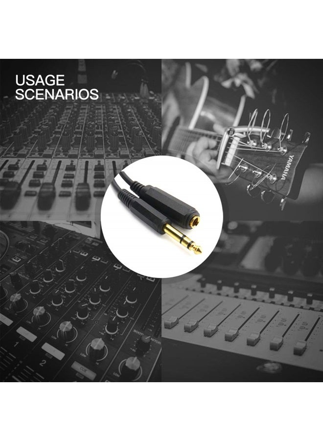 Devinal 6.35mm 1/4" inch Stereo Plug Male to 1/4 Female Stereo Headphone Guitar Extension Cable Cord, Gold Plated Audio Cable Stereo Extender, 6 feet (1.8 M) - Image 4