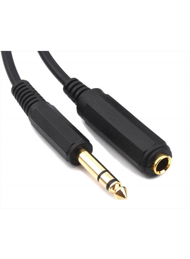 Devinal 6.35mm 1/4" inch Stereo Plug Male to 1/4 Female Stereo Headphone Guitar Extension Cable Cord, Gold Plated Audio Cable Stereo Extender, 6 feet (1.8 M) - Image 5
