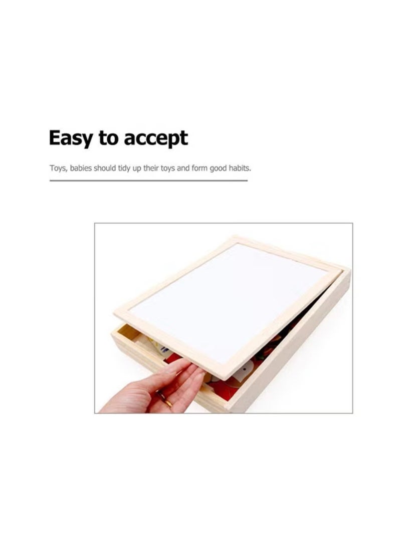 لوحة الرسم المغناطيسية ثلاثية في واحد للأطفال الصغار - لغز المزرعة التعليمي، نشاط الكتابة والمسح، لعبة سفر مع صندوق تخزين - Image 5