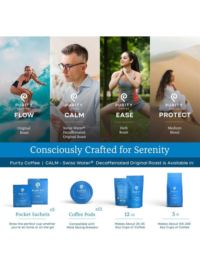 PURITY COFFEE CALM Decaf Medium Roast Whole Bean (5lb Bag) | Specialty-Grade USDA Organic Mountain Water Process Decaffeinated Blend | Third Party Tested for Mold, Mycotoxins & Pesticides - Image 3