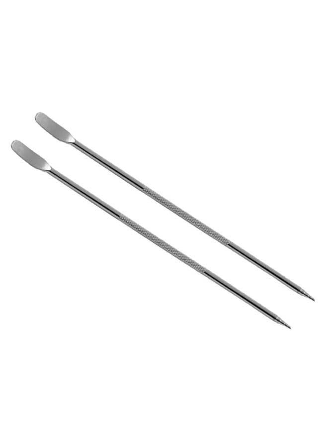 2-Piece Coffee Latte Decoration Art Pen Set Silver 13.5centimeter