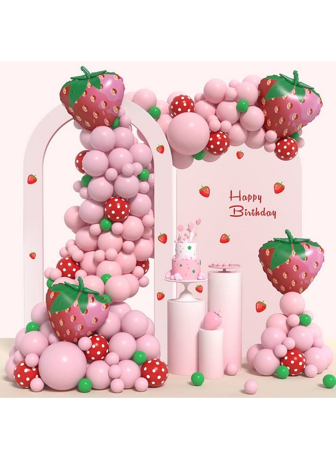 JOGAMS Strawberry Balloon Arch Kit, Red Polka Dot Strawberry Balloons for Berry Themed Baby Shower Birthday Party Supplies for Girl - Image 1
