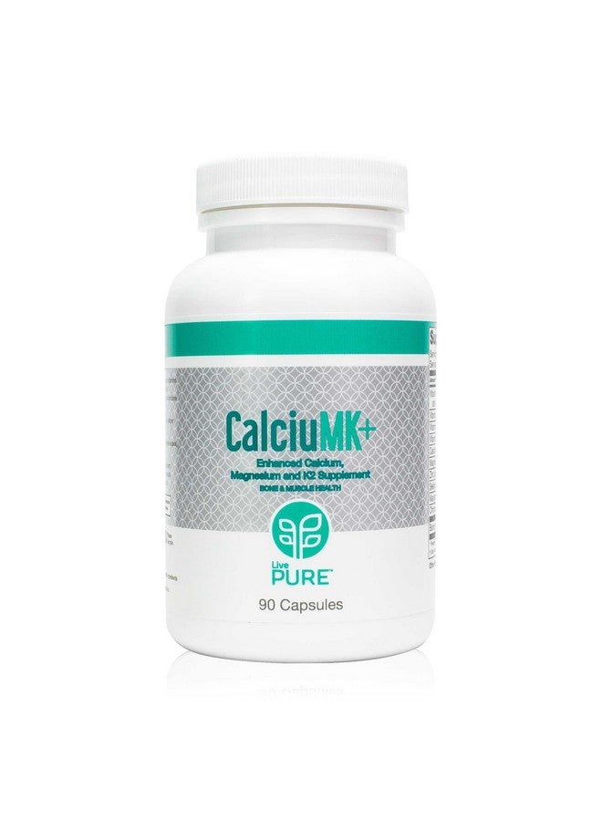 PURE LivePURE CalciuMK+ Capsules | 90ct | Supports Bone Strength, Collagen Production & Joint Flexibility | Non-Dairy, Lactose-Free Calcium Supplement for Skeletal & Cartilage Health - Image 1