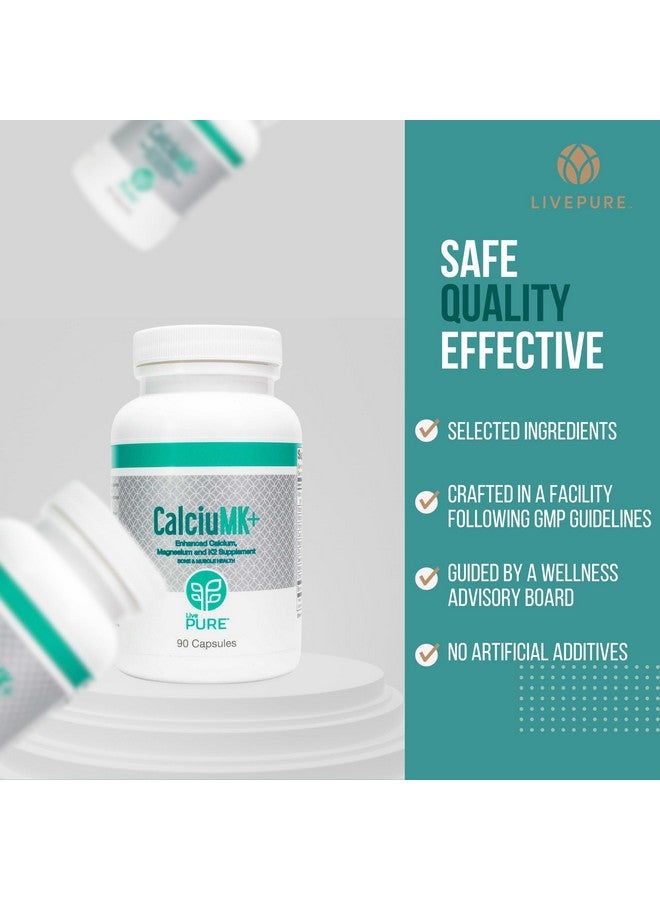 PURE LivePURE CalciuMK+ Capsules | 90ct | Supports Bone Strength, Collagen Production & Joint Flexibility | Non-Dairy, Lactose-Free Calcium Supplement for Skeletal & Cartilage Health - Image 5
