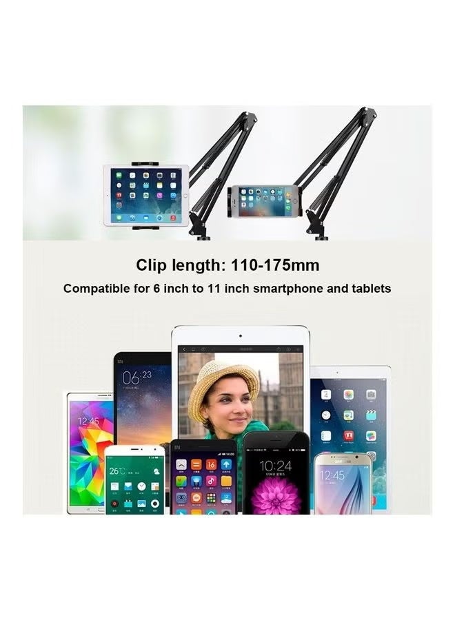 DUSALA Tablet Stand Phone Holder 2 in 1, iPad Holder for Desk Bed Mount, Tablet Phone Overhead Stand, 360 Degree Angle Adjustable, Aluminum C Clamp Desktop Stand Compatible with 4-12.9" Cellphone or Tablet - Image 3
