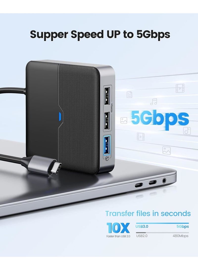 Zikra 5 in 1 USB C Hub, USB C Docking Station with 4K HDMI, 60W PD Charging, USB Port 5 Gbps, 2 USB Port 480Mbps, Type C Multiport Adapter for Laptop - Image 5