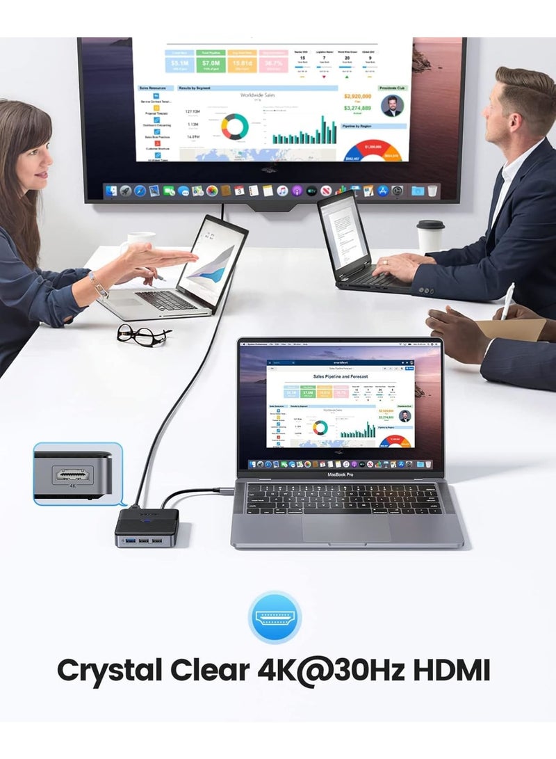 Zikra 5 in 1 USB C Hub, USB C Docking Station with 4K HDMI, 60W PD Charging, USB Port 5 Gbps, 2 USB Port 480Mbps, Type C Multiport Adapter for Laptop - Image 4