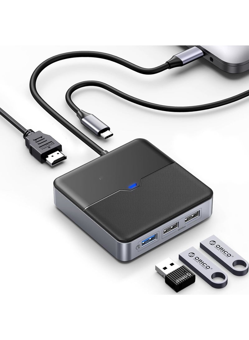 Zikra 5 in 1 USB C Hub, USB C Docking Station with 4K HDMI, 60W PD Charging, USB Port 5 Gbps, 2 USB Port 480Mbps, Type C Multiport Adapter for Laptop - Image 1