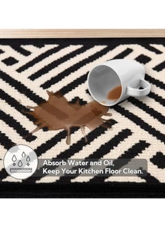 Arabest Kitchen Mats for Floor, Kitchen Rugs Non Slip Washable, Runner Rugs for Kitchen Floor, 47" x 17.7", Stain Resistant Comfort Standing Mat Made of 100% Polypropylene, Black  - Image 3