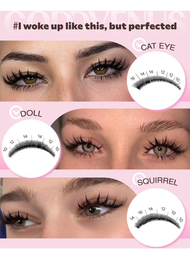 Goddvenus Manga Lash Clusters Kit Natural 300 Pcs Cluster Eyelash Extensions Kit Wispy Fairy Fluffy Eyelash Clusters Anime Cosplay Individual Lash Extensions Kit CC Curve 1016mm - Image 4
