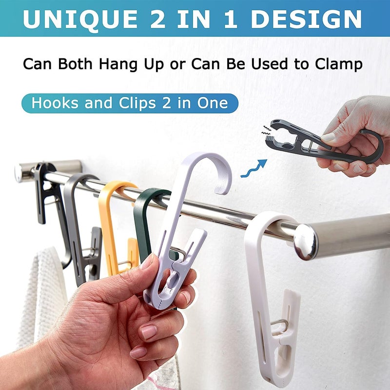 Neouth NEOUTH 4 Pieces Large White Strong Heavy Duty Durable Laundry Hooks with Towel Clips Hanger for Drying Clothes Clamps Socks Boot Bras Towels for Bathroom Wardrobe Kitchen Office  - Image 2