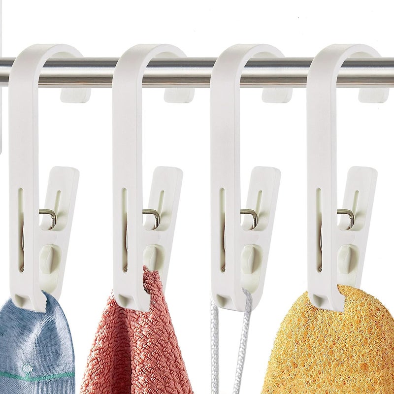 Neouth NEOUTH 4 Pieces Large White Strong Heavy Duty Durable Laundry Hooks with Towel Clips Hanger for Drying Clothes Clamps Socks Boot Bras Towels for Bathroom Wardrobe Kitchen Office  - Image 1