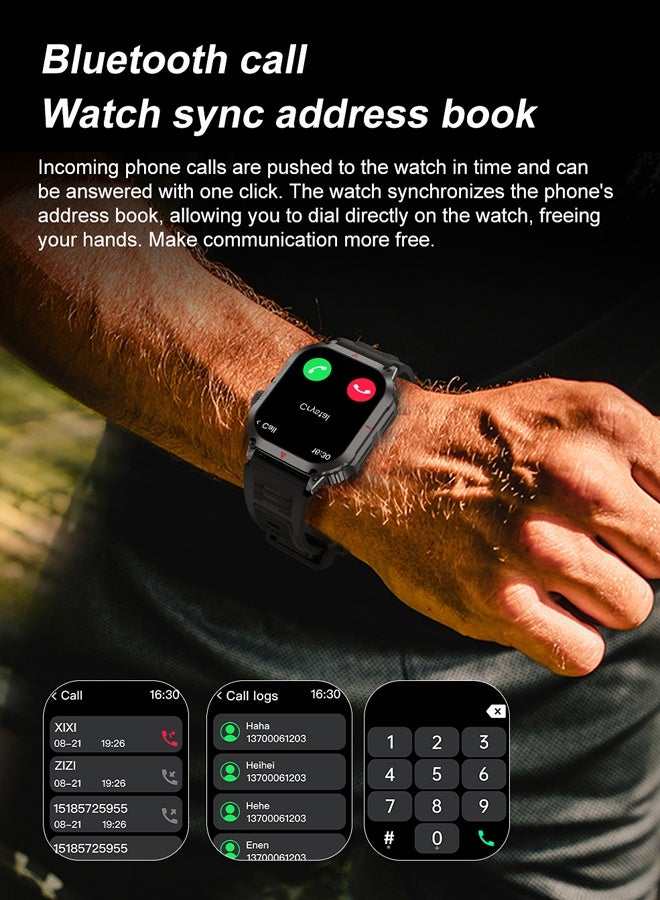 RollsTimi  Men's Smart Watch Outdoor Sports Waterproof Watch HD Screen Display Bluetooth Call Multi-sports Mode Sports And Sleep Monitoring RT-DK66 Black Tape - Image 5