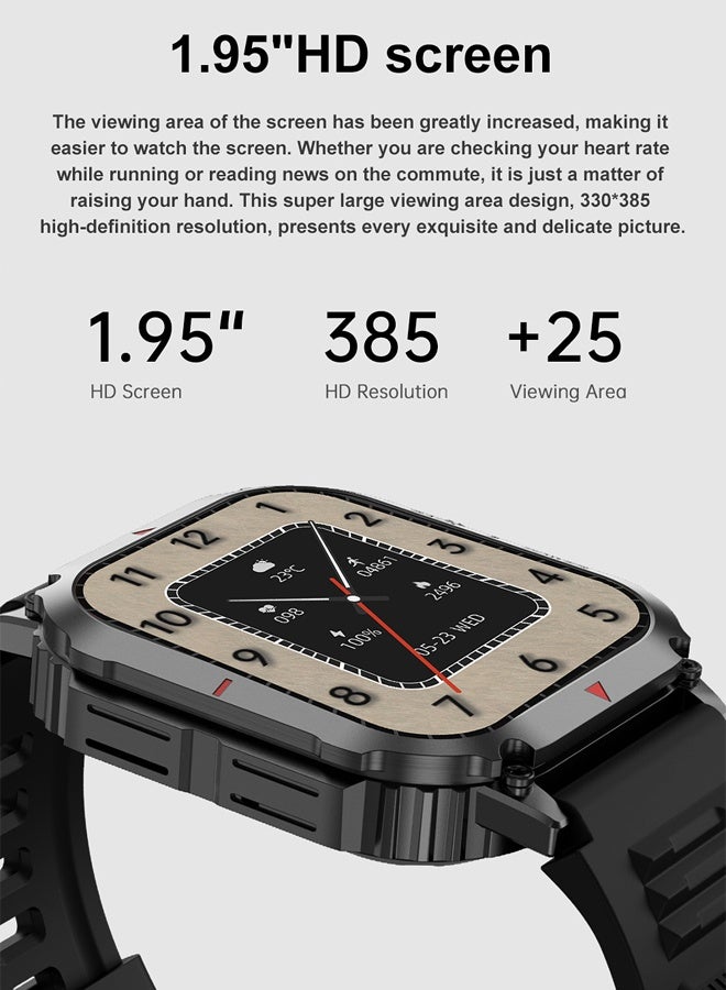 RollsTimi  Men's Smart Watch Outdoor Sports Waterproof Watch HD Screen Display Bluetooth Call Multi-sports Mode Sports And Sleep Monitoring RT-DK66 Black Tape - Image 3