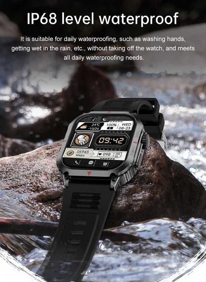 RollsTimi  Men's Smart Watch Outdoor Sports Waterproof Watch HD Screen Display Bluetooth Call Multi-sports Mode Sports And Sleep Monitoring RT-DK66 Black Tape - Image 2