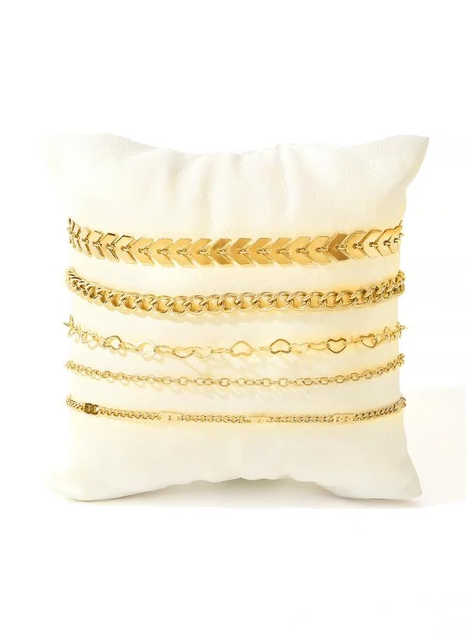تايك تو Take Two Set of 5 - Gold Assorted Chain Anklets