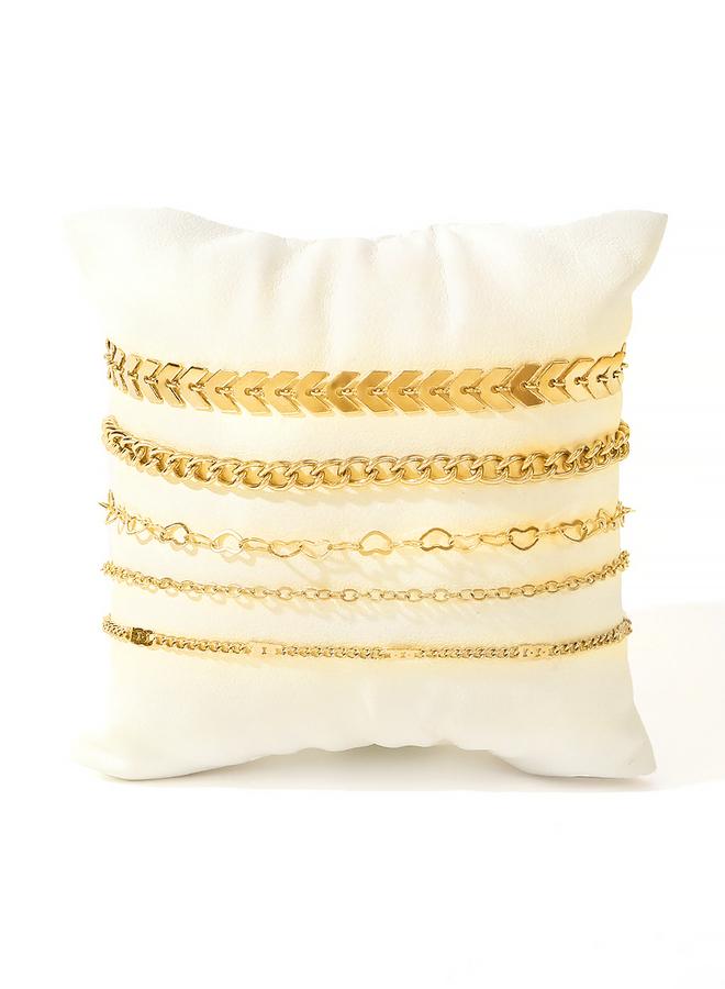 Take Two Styli Set of 5 - Gold Assorted Chain Anklets - Image 4