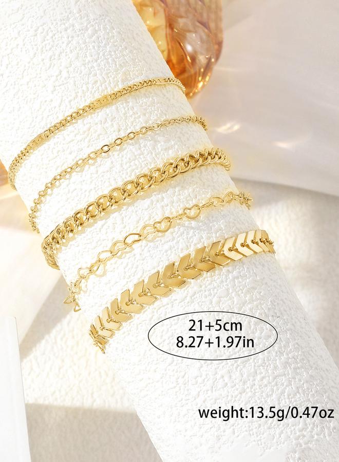 Take Two Styli Set of 5 - Gold Assorted Chain Anklets - Image 2