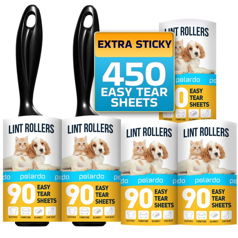 Polardo Lint Rollers for Pet Hair, Sticky, Remover for Couch, Clothes Furniture and Carpet. Dog Hair Remover Cat Hair, Animal Fur, Fuzz. 5 Large Lint Rollers - Image 1