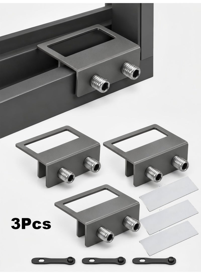 POWERELAX 3 Pcs Gray Child Door Anti-Theft Safety Lock Set, Sliding Window for Easy Installation of Vertical and Horizontal Sliding Window Door, Keyless Security Lock, Adjustable Security Window Lock for Patio Bedroom Home and Office (Gray) - Image 1