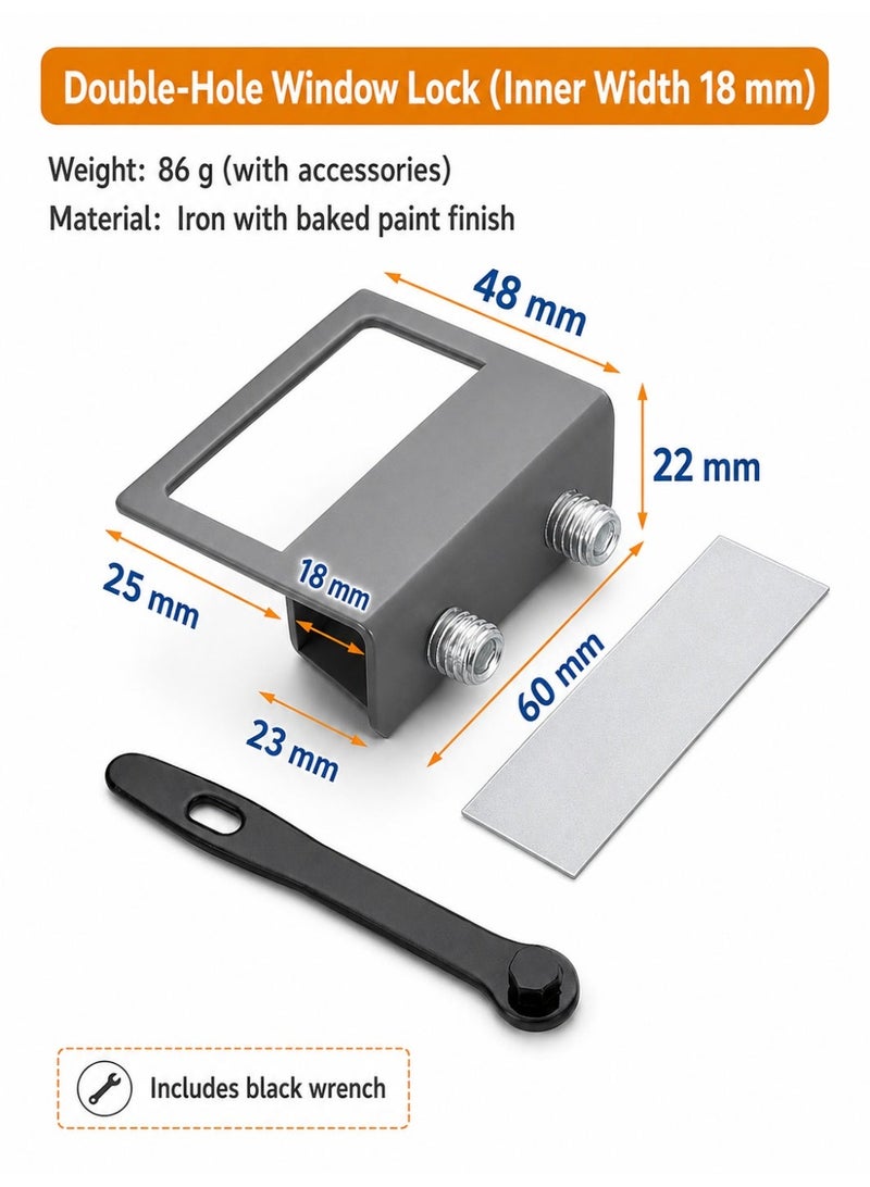 POWERELAX 3 Pcs Gray Child Door Anti-Theft Safety Lock Set, Sliding Window for Easy Installation of Vertical and Horizontal Sliding Window Door, Keyless Security Lock, Adjustable Security Window Lock for Patio Bedroom Home and Office (Gray) - Image 2
