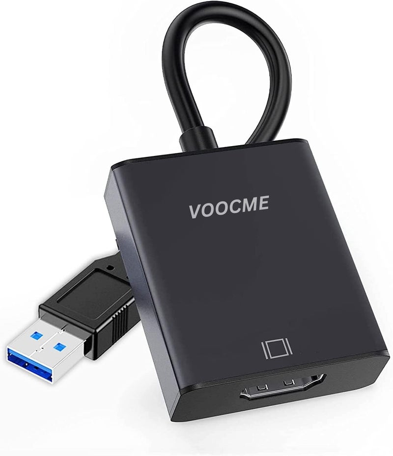 VOOCME USB to HDMI Adapter, USB 3.0/2.0 to HDMI 1080P Video Graphics Cable Converter with Audio for PC Laptop Projector HDTV Compatible with Windows XP 7/8/8.1/10 (USB-HDMI-ADPTR02) - Image 1