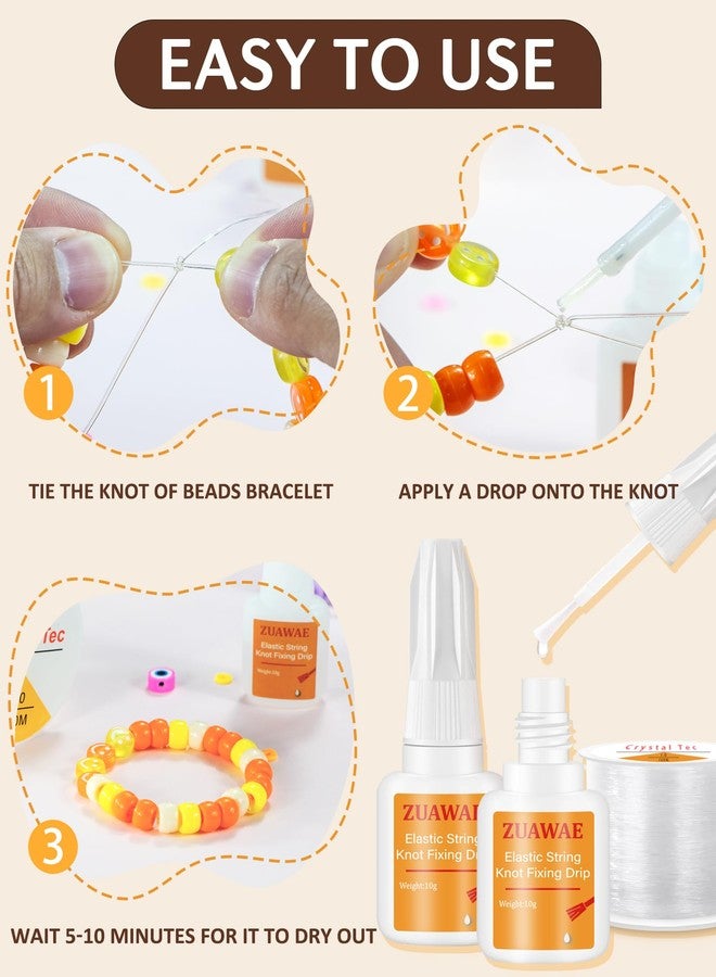 ZUAWAE Jewelry Glue for Elastic String, Bracelet Glues with 1mm Elastic String for Bracelets to Clay Beads Bracelet Making Kit, Jewelrys Fixing Kit, Jewelry Making Supplies - Image 4