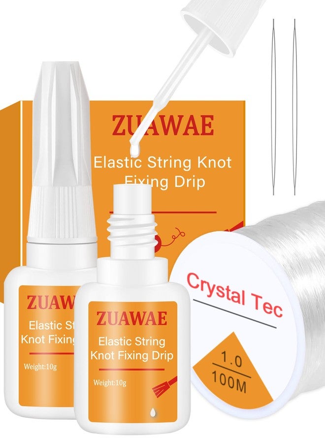 ZUAWAE Jewelry Glue for Elastic String, Bracelet Glues with 1mm Elastic String for Bracelets to Clay Beads Bracelet Making Kit, Jewelrys Fixing Kit, Jewelry Making Supplies - Image 1