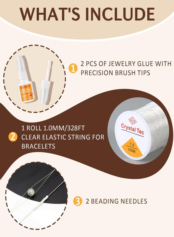 ZUAWAE Jewelry Glue for Elastic String, Bracelet Glues with 1mm Elastic String for Bracelets to Clay Beads Bracelet Making Kit, Jewelrys Fixing Kit, Jewelry Making Supplies - Image 2