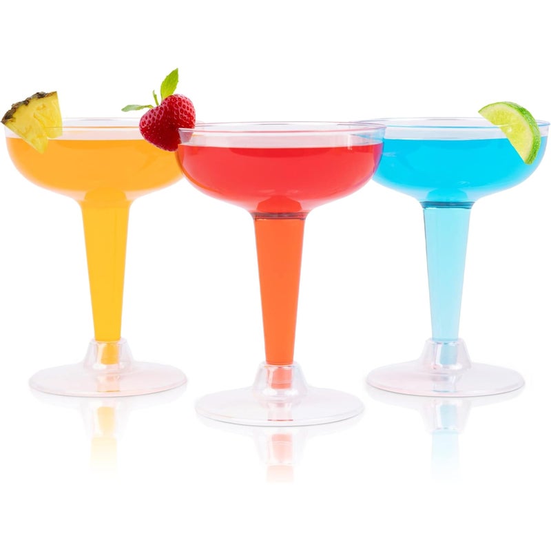 Prestee 24 Clear Plastic Coupe Glasses 4oz Disposable Plastic Cocktail Cups Martini Glasses Margarita Glass Champagne Glass for Parties Cinco de Mayo Taco Party Weddings Decorations