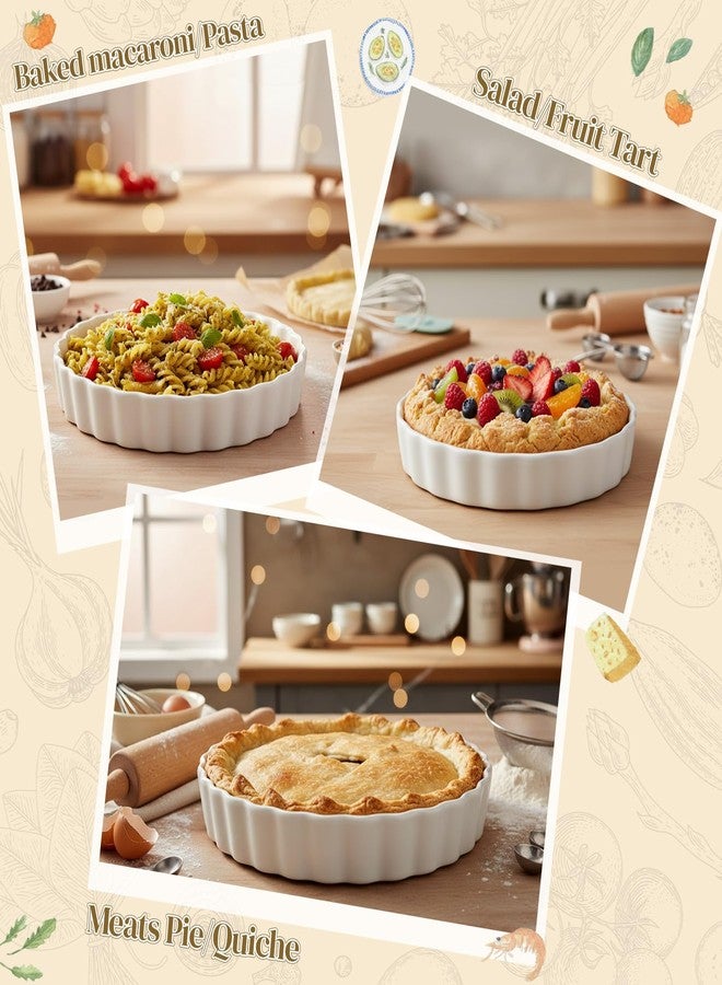 Teecyhooo 4 Packs Ceramic Pie Pan Set 6/7 /9/11 Deep Pie Plate Round Baking Dish Quiche Baking Dish Bakeware Tart Molds Oven Safe for Serving - Image 5