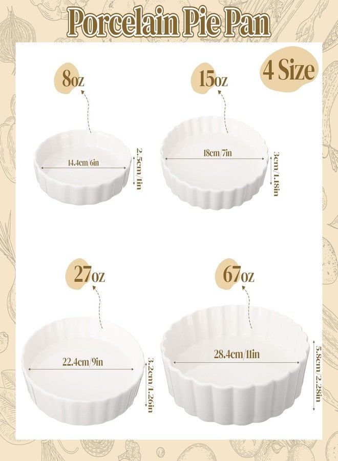 Teecyhooo 4 Packs Ceramic Pie Pan Set 6/7 /9/11 Deep Pie Plate Round Baking Dish Quiche Baking Dish Bakeware Tart Molds Oven Safe for Serving - Image 2