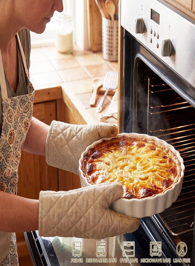 Teecyhooo 4 Packs Ceramic Pie Pan Set 6/7 /9/11 Deep Pie Plate Round Baking Dish Quiche Baking Dish Bakeware Tart Molds Oven Safe for Serving - Image 4