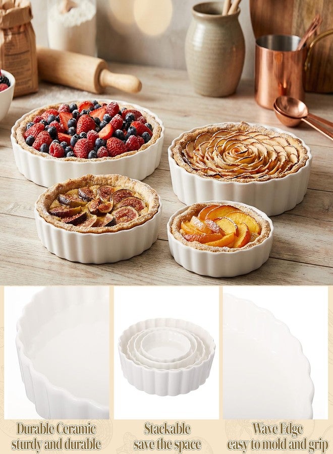 Teecyhooo 4 Packs Ceramic Pie Pan Set 6/7 /9/11 Deep Pie Plate Round Baking Dish Quiche Baking Dish Bakeware Tart Molds Oven Safe for Serving - Image 3