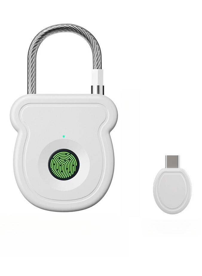 Smart Fingerprint Padlock with Decoder, Keyless Fingerprint Unlock, 0.5s Fast Recognition, Type-C Rechargeable Cable Lock, Portable Smart Fingerprint Padlock for Backpack, Helmet, Luggage, Cabinet - Image 1
