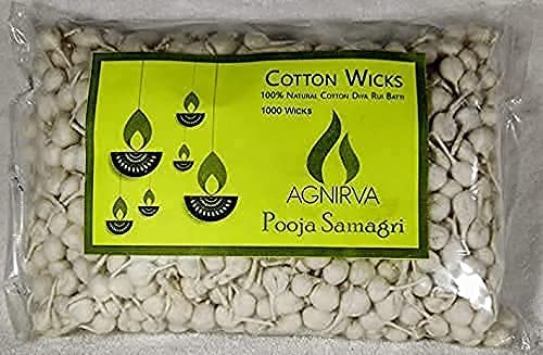 Agnirva Agnirva Round Cotton Wicks Phool Batti Diya Batti Rui Batti For Pooja White Pack of 500 Pcs  - Image 3