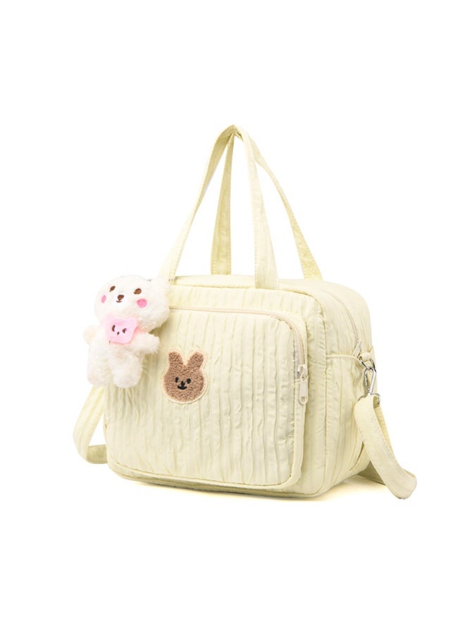 Diaper Bag Tote for Baby Girl Mommy Bag Quilted Cotton Baby Diaper Bag Travel Diaper Multifunction Maternity Bag Travel Storage Bag Diaper Tote Bag without Doll