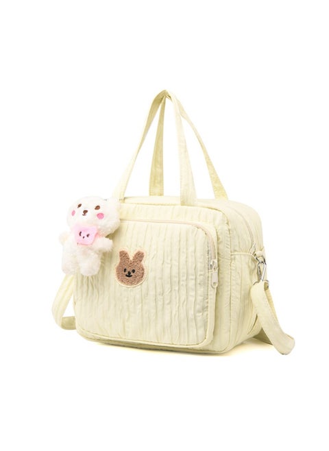 Diaper Bag Tote for Baby Girl Mommy Bag Quilted Cotton Baby Diaper Bag Travel Diaper Multifunction Maternity Bag Travel Storage Bag Diaper Tote Bag without Doll