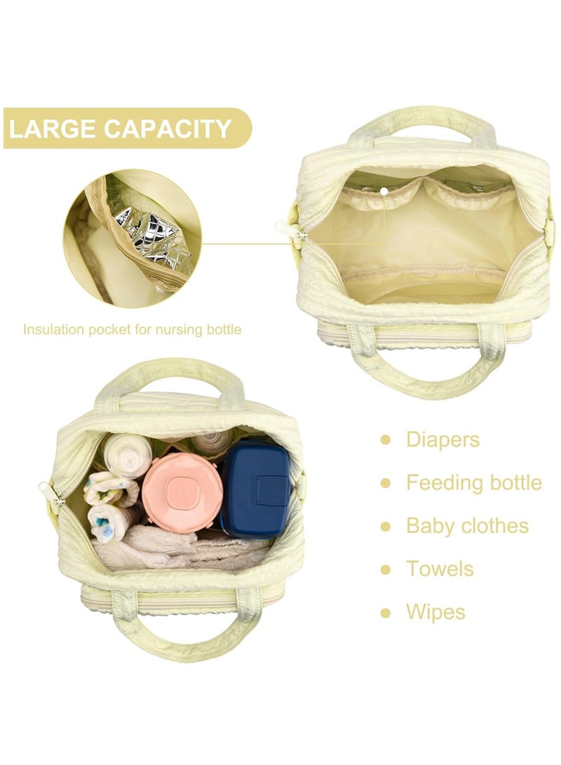 RATSAW Diaper Bag Tote for Baby Girl Mommy Bag Quilted Cotton Baby Diaper Bag Travel Diaper Multifunction Maternity Bag Travel Storage Bag Diaper Tote Bag without Doll - Image 3