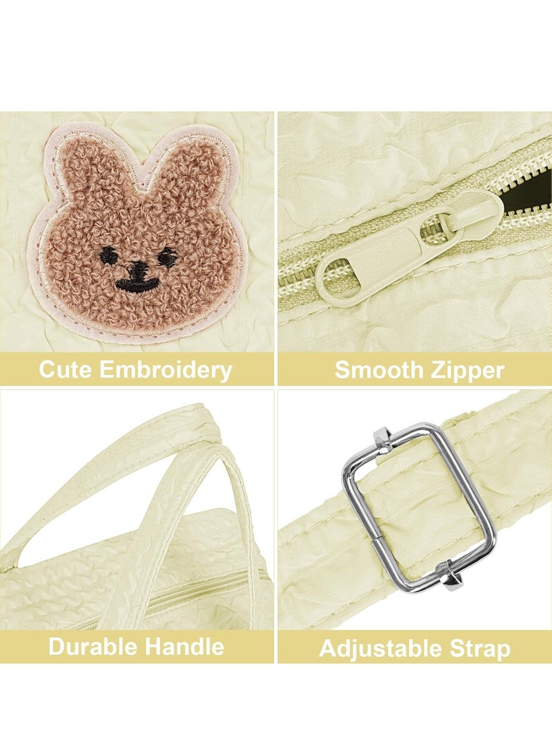 RATSAW Diaper Bag Tote for Baby Girl Mommy Bag Quilted Cotton Baby Diaper Bag Travel Diaper Multifunction Maternity Bag Travel Storage Bag Diaper Tote Bag without Doll - Image 4