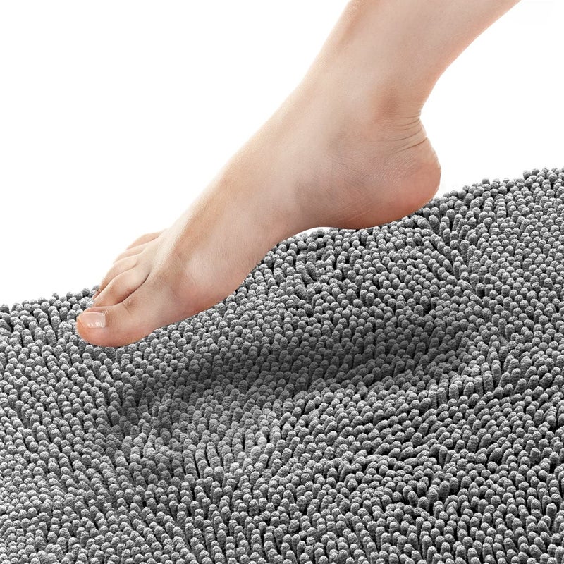 Tafts Bathroom Rugs ExtraThick Memory Foam Bath Mat UltraSoft Chenille Microfiber Highly Absorbent Machine Washable Shaggy Bath Mats for Bathroom NonSlip 21x32 Space Grey
