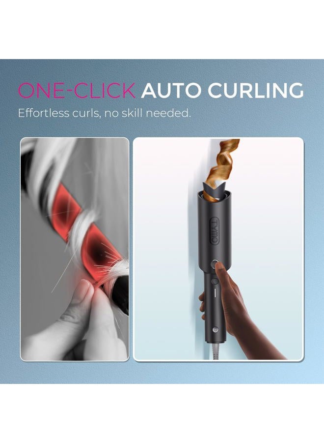 TYMO Automatic Rotating Curling Iron - TYMO CURLPRO Beach Waves Curling Wand, Portable Hair Curler, 500 Million Ionic, Dual Voltage & Lightweight for Travel, Ceramic Coating, Metallic Gray, 32mm - Image 2