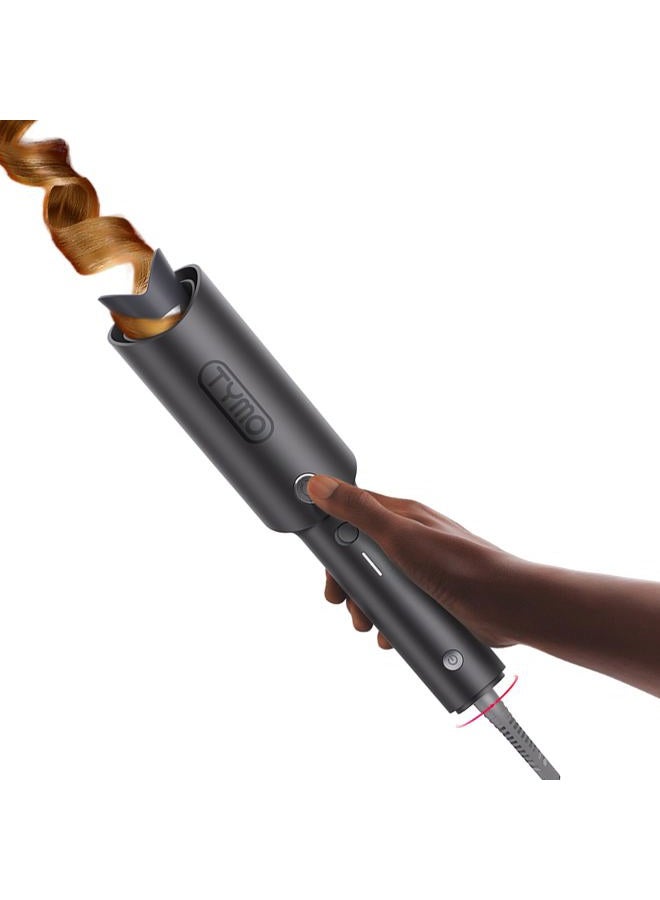 TYMO Automatic Rotating Curling Iron - TYMO CURLPRO Beach Waves Curling Wand, Portable Hair Curler, 500 Million Ionic, Dual Voltage & Lightweight for Travel, Ceramic Coating, Metallic Gray, 32mm - Image 1