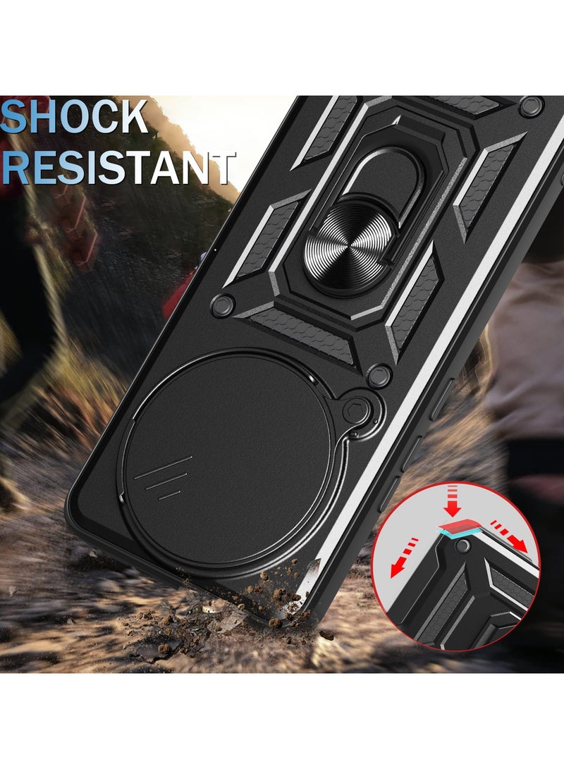 for vivo Y39 5G Case Cover, Slide Camera Lens Cover, Magnetic Ring Holder Kickstand Protective Phone Case for vivo Y39 5G, Black  - Image 5