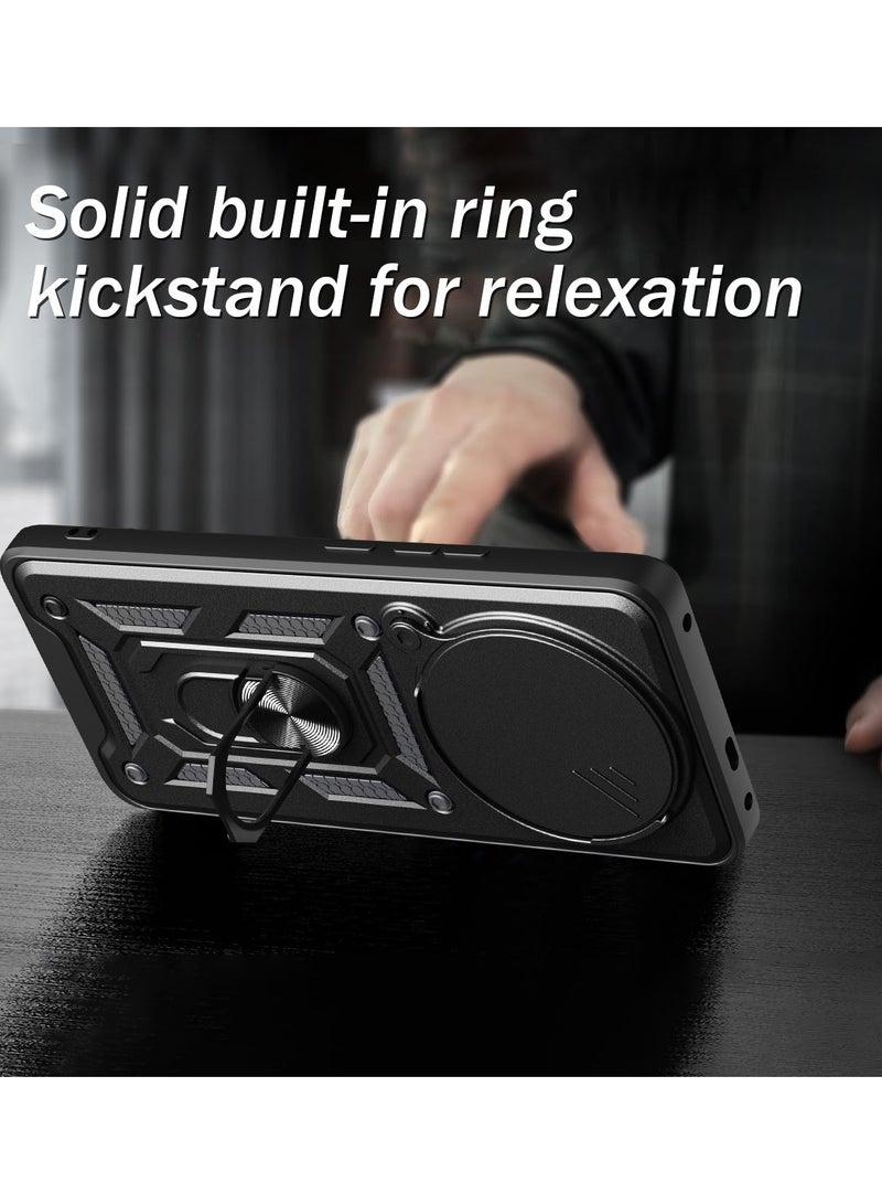 for vivo Y39 5G Case Cover, Slide Camera Lens Cover, Magnetic Ring Holder Kickstand Protective Phone Case for vivo Y39 5G, Black  - Image 4