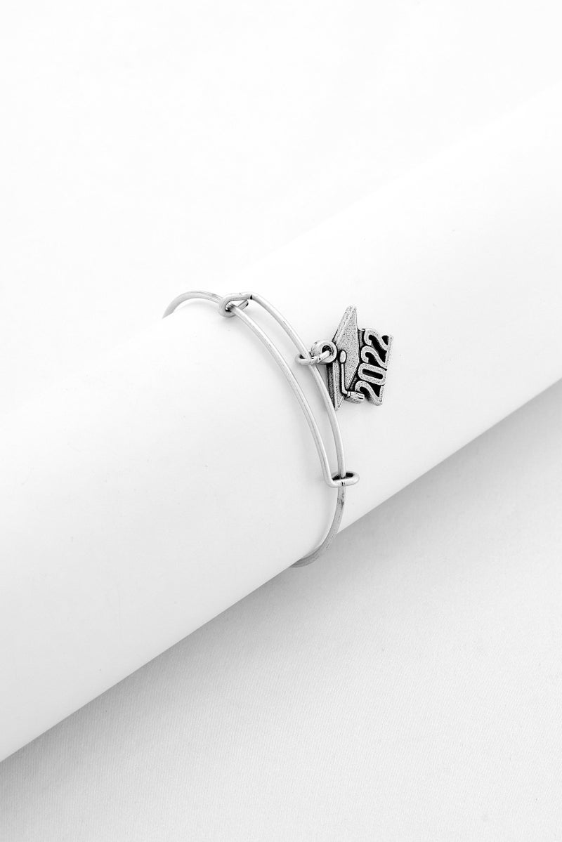 ALEX AND ANI Women Graduation Cap 2022 Expandable Wire Bracelet, Silver - Image 1