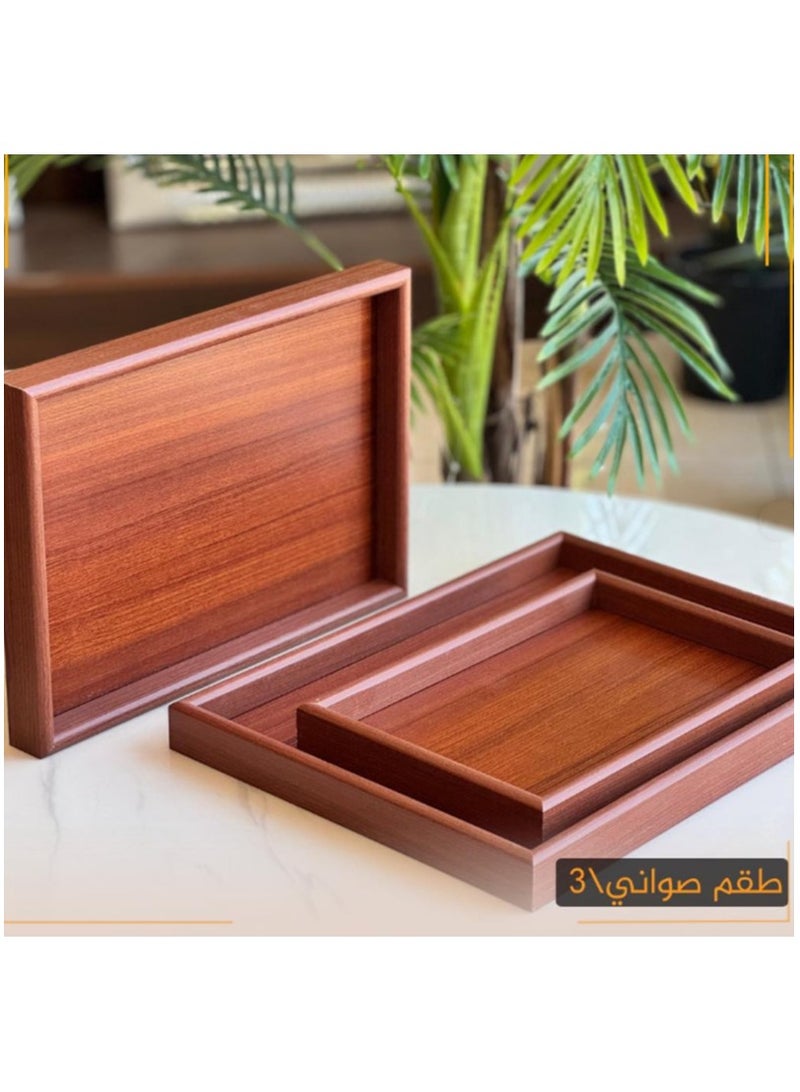 كايان طقم صواني تقديم خشبية مستطيلة – 3 قطع بأحجام مختلفة (30، 40، 50 سم) مثالية للتقديم والاستخدام اليومي - Image 4