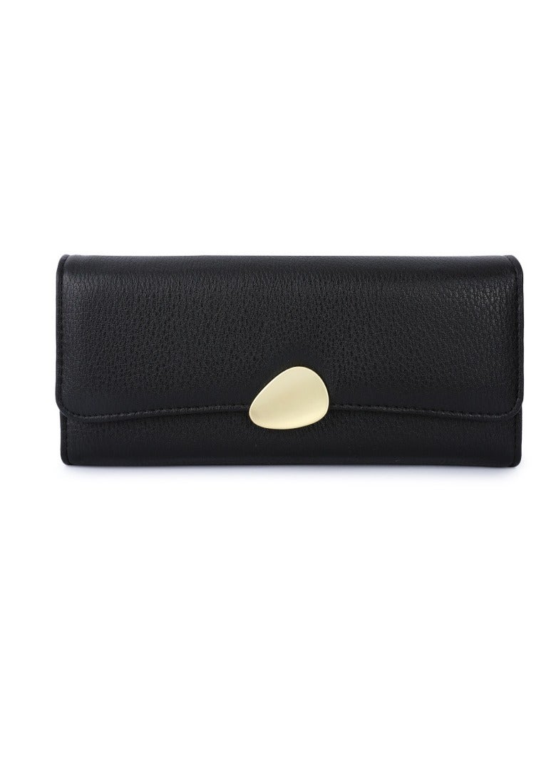 xozgdovg Women's black purse Classic triple fold purse purse long 